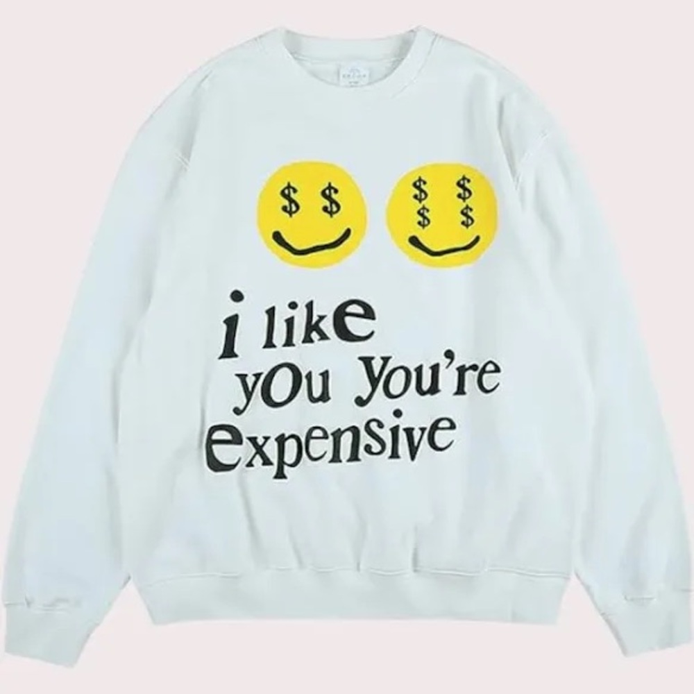 White Sweatshirt with Yellow Smiley Faces